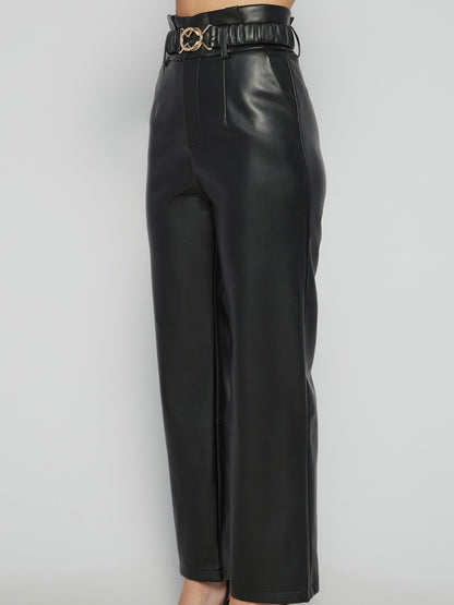 The Chloe Faux Leather Pants - Black