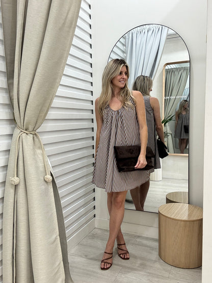 The Delphine Mini Dress -  Stripe