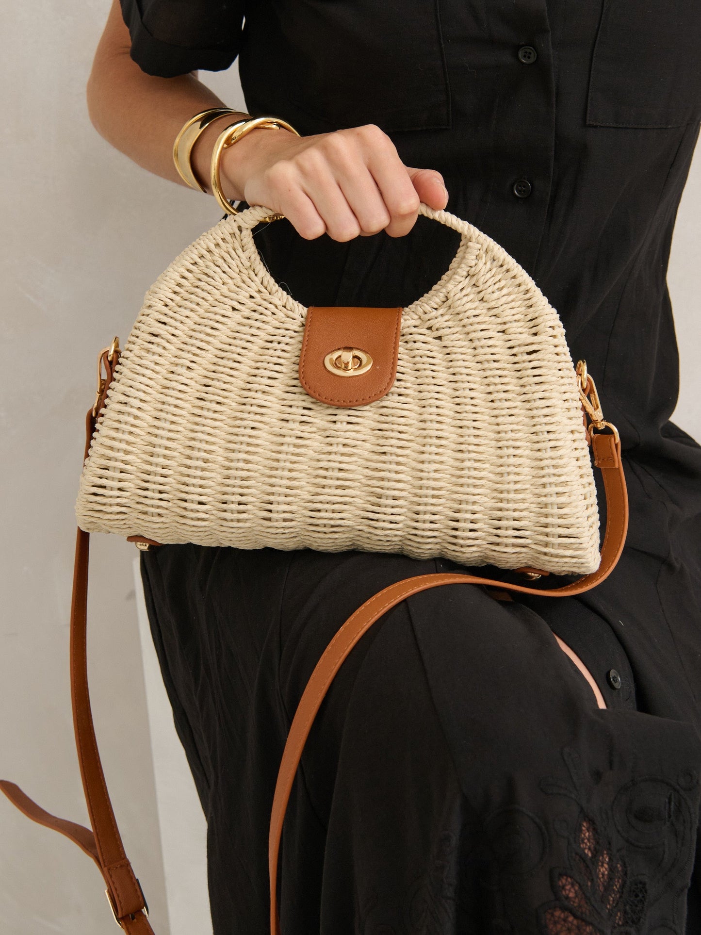 The Maggie Summer Straw  Bag - Beige