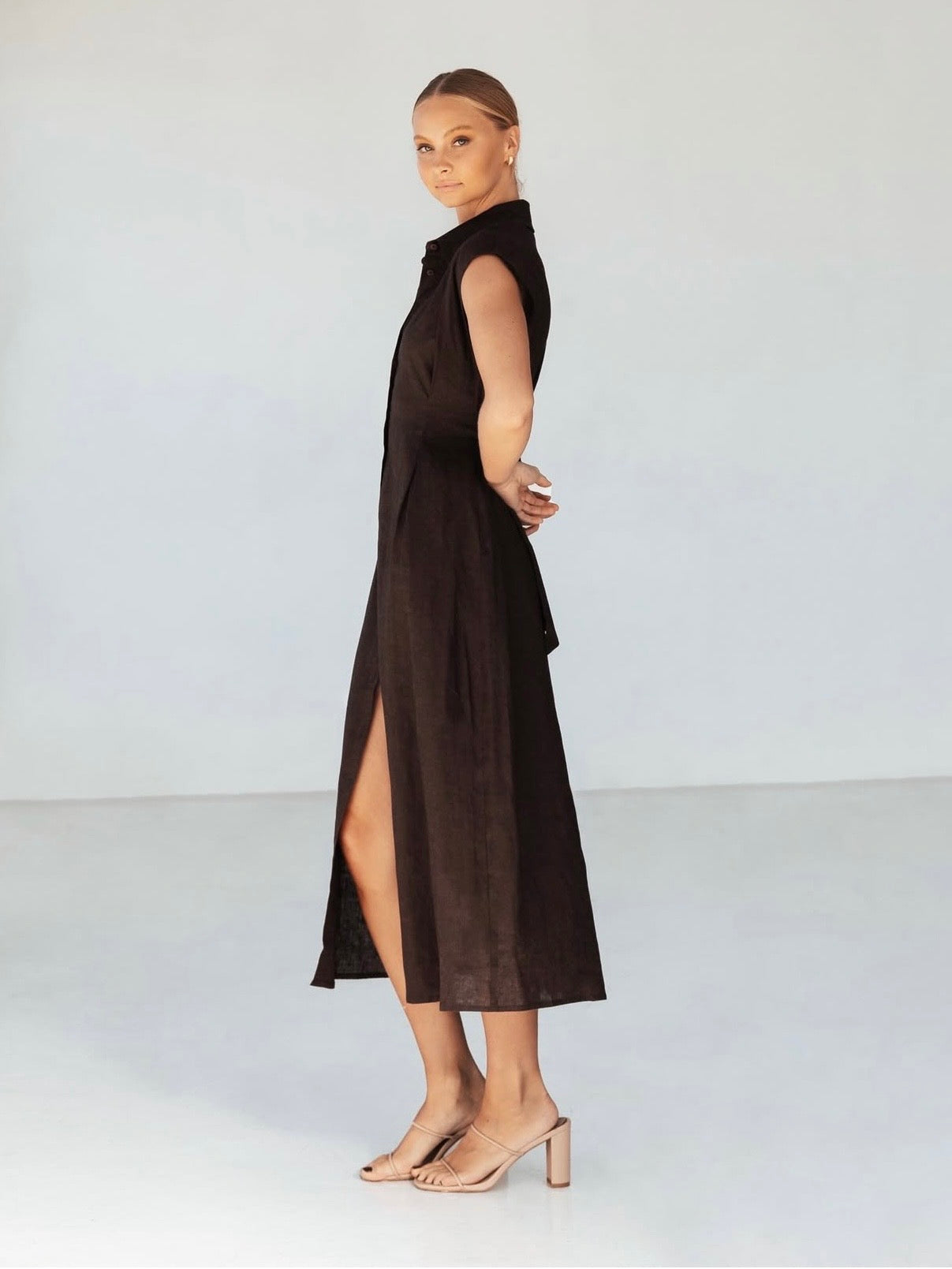 The Luxe Linen Dress - Chocolate