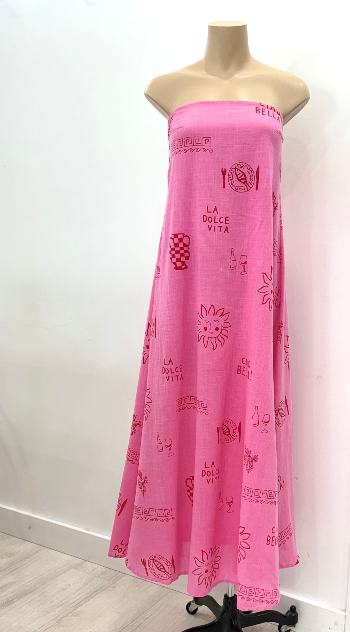 The La Dolce Vita Strapless Maxi Dress -  Hot Pink