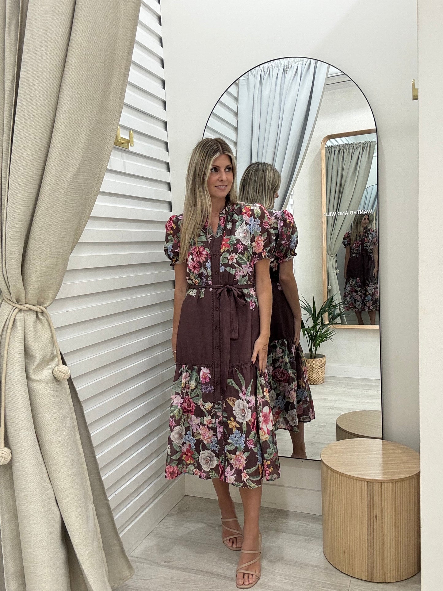 The Josie Midi Dress - Merlot Floral