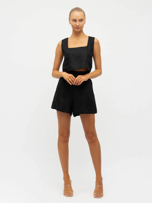 The Alice Linen Shorts - Black