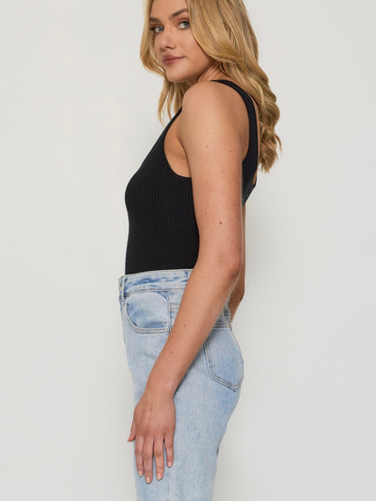 The Nova Rib Bodysuit - Black