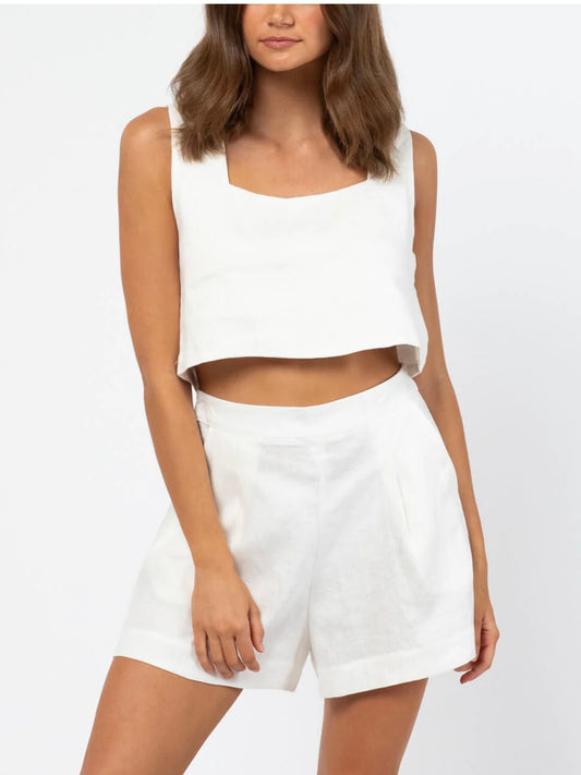 The Alice Linen Shorts - White