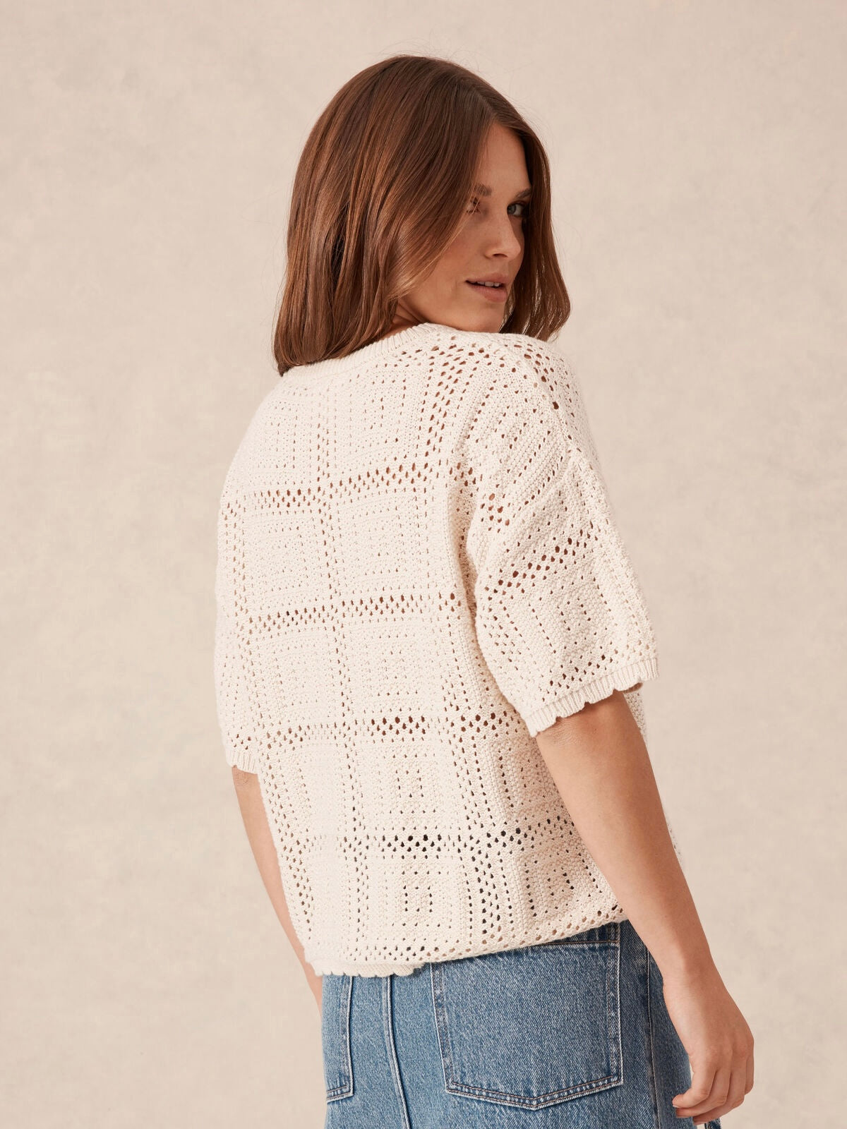 Ceres Life Square Knit Boxy tee - Cream