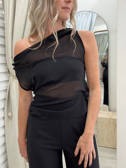 Avery Asymmetrical Top  - Black