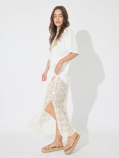 The Chloe Lace Skirt - Cream