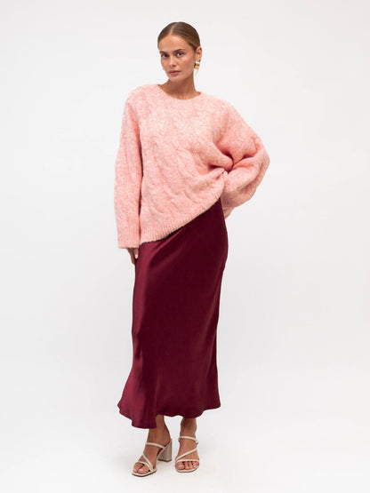 Satin Slip Skirt - Merlot