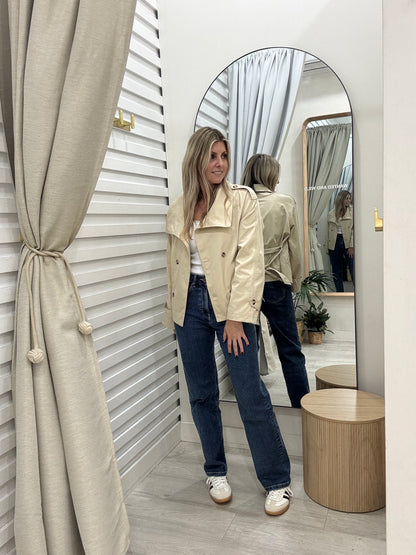 The High Neck Trench Jacket - Beige