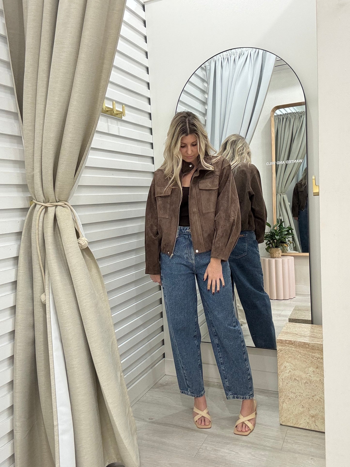 The High Neck Bomber Jacket - Chocolate