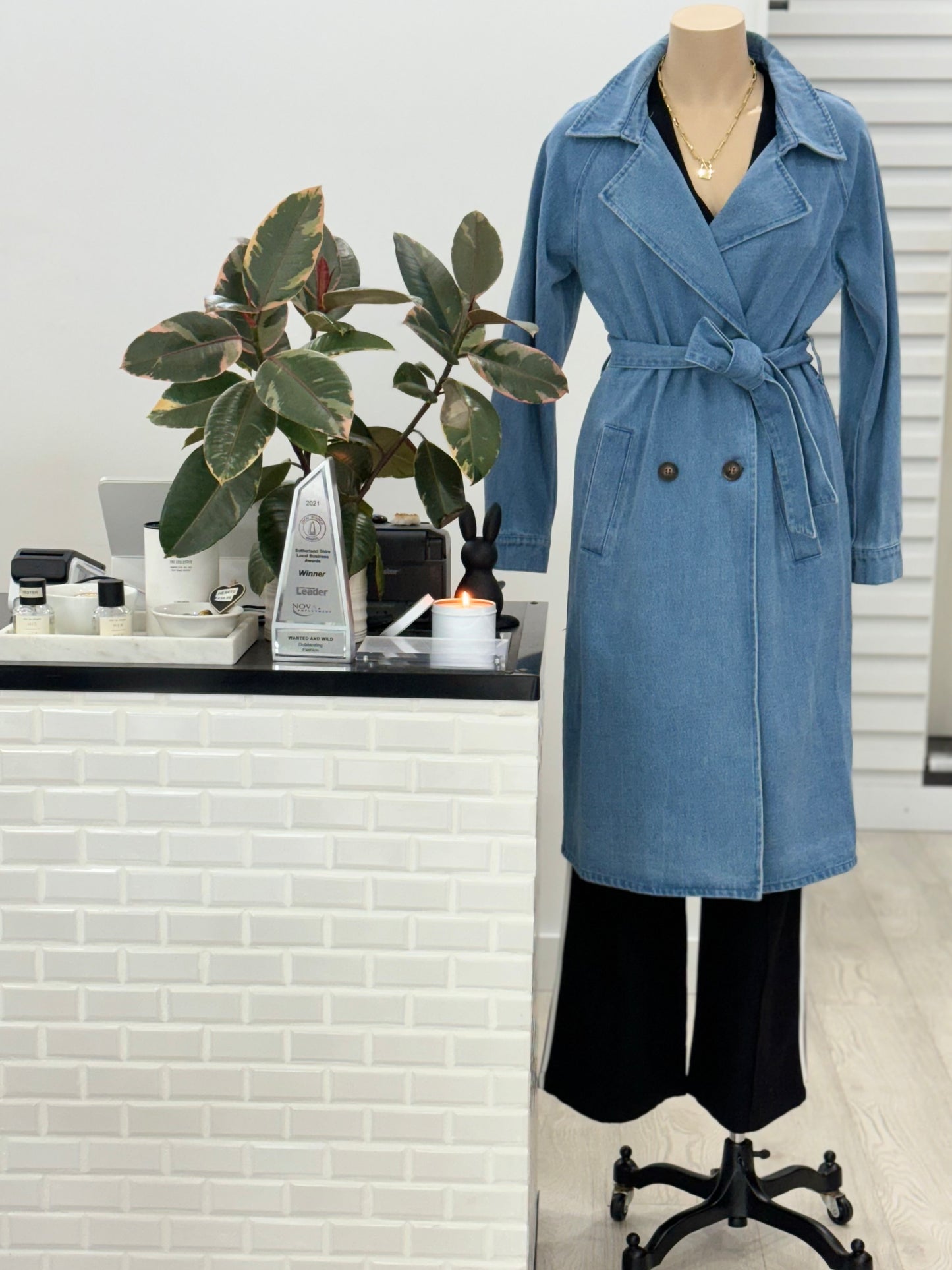 The Donna Denim Trench Coat - Mid Blue