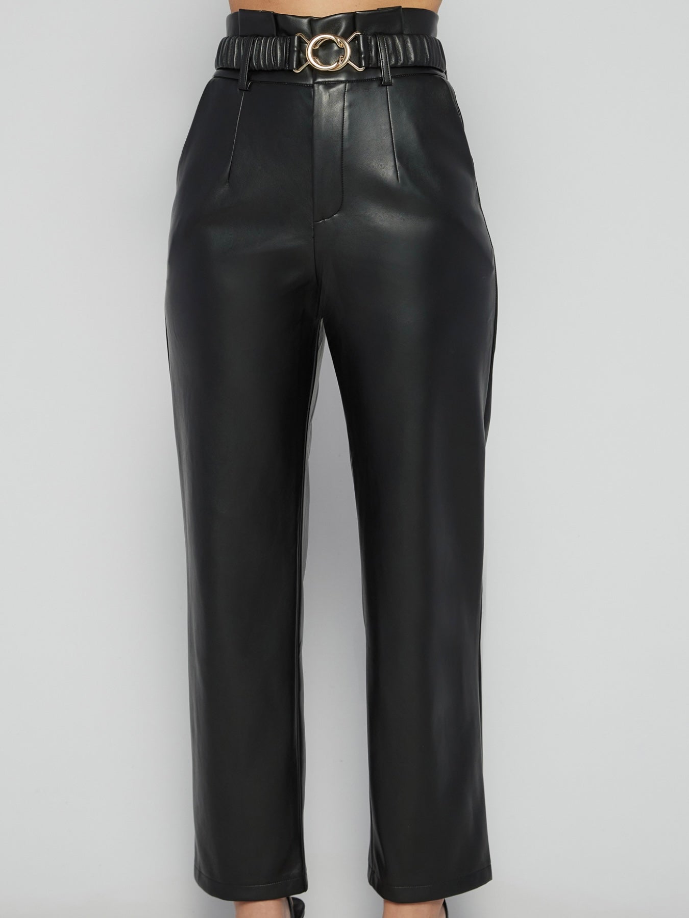 The Chloe Faux Leather Pants - Black