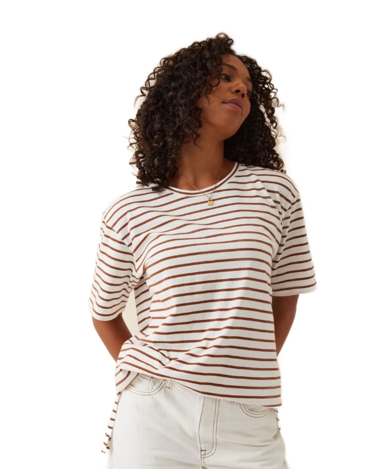 Ceres Life Slouchy Split Hem Tee - Stripe - WANTED AND WILD