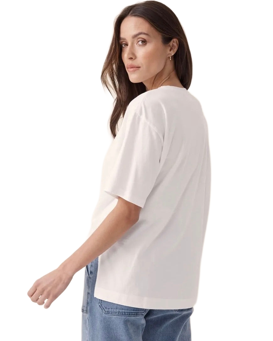 Ceres Life Slouchy Split Hem Tee - White - WANTED AND WILD