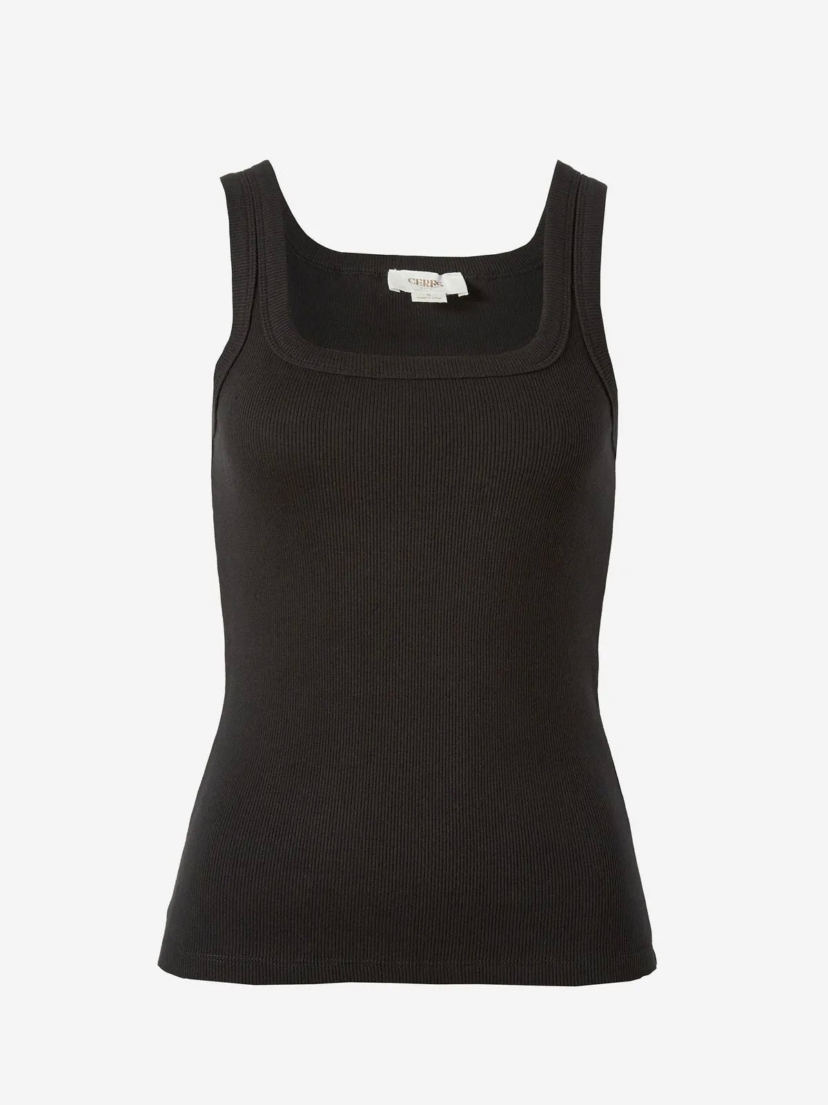 Contour Rib Square Neck Tank - Black - WANTED AND WILD