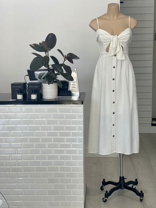 Cora Midi Dress - White - WANTED AND WILD