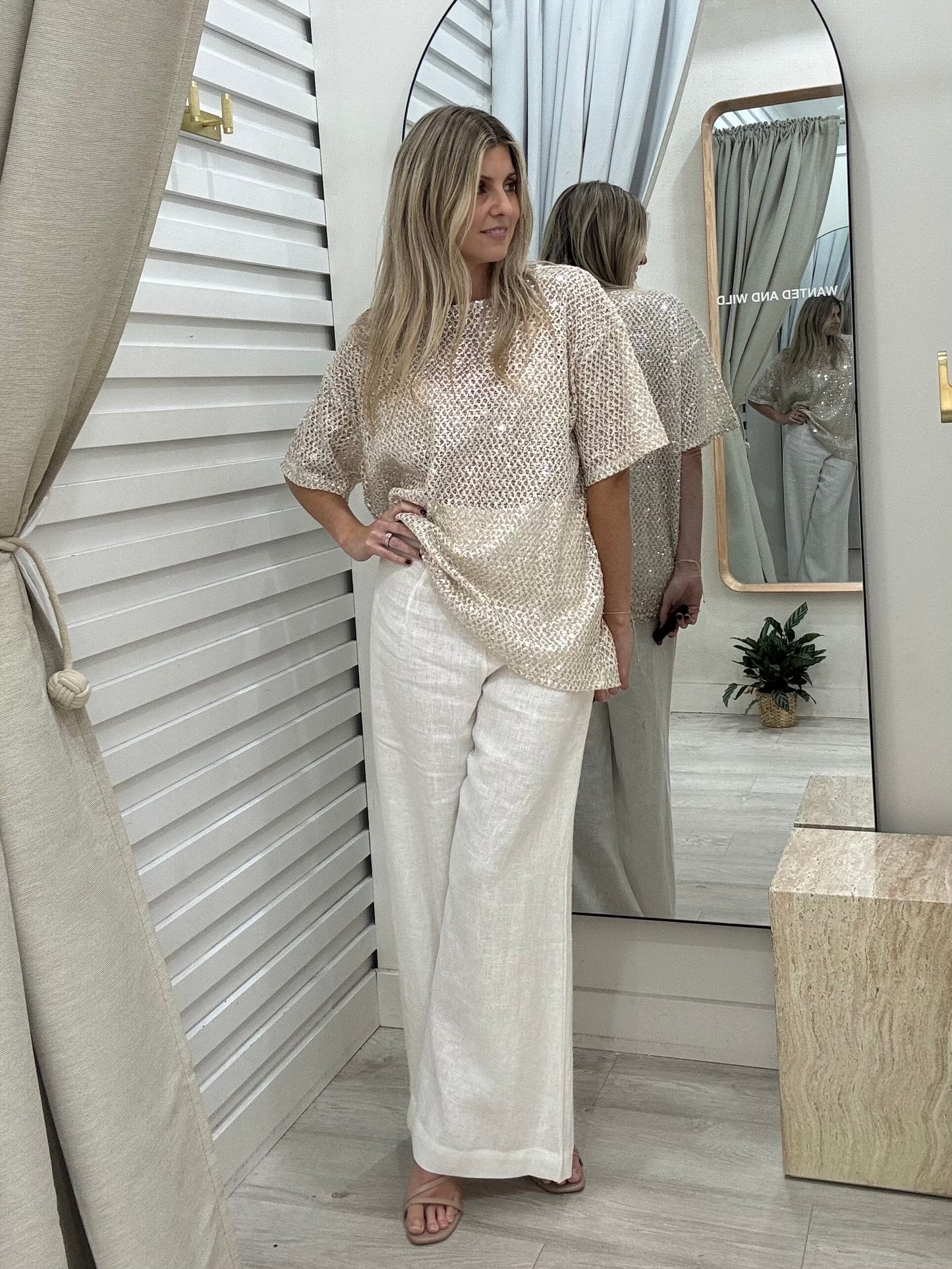 Havana Sequin Tee - Beige