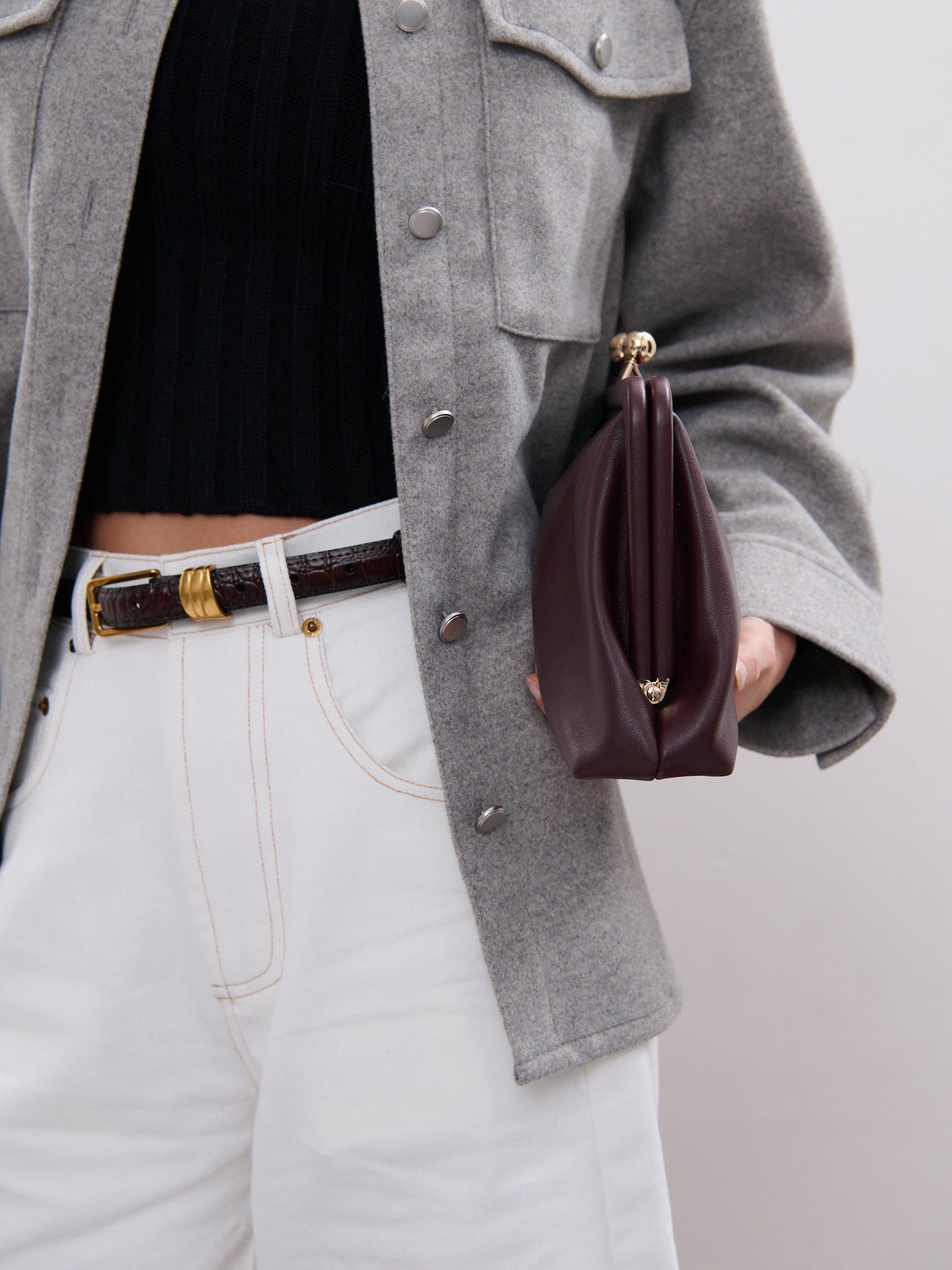 The Lesley Skinny Belt - Wine Leather