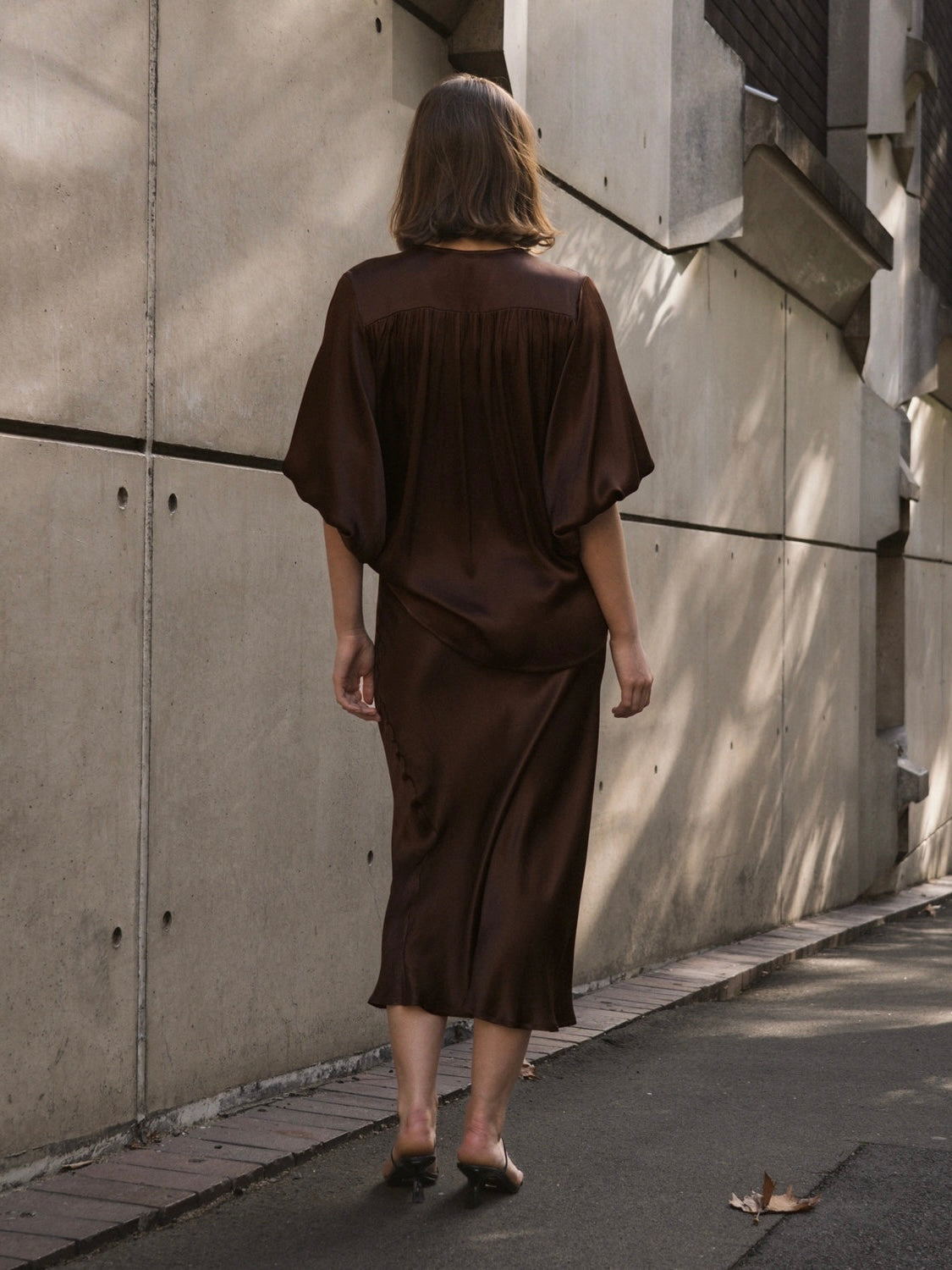 Satin Slip Skirt - Chocolate