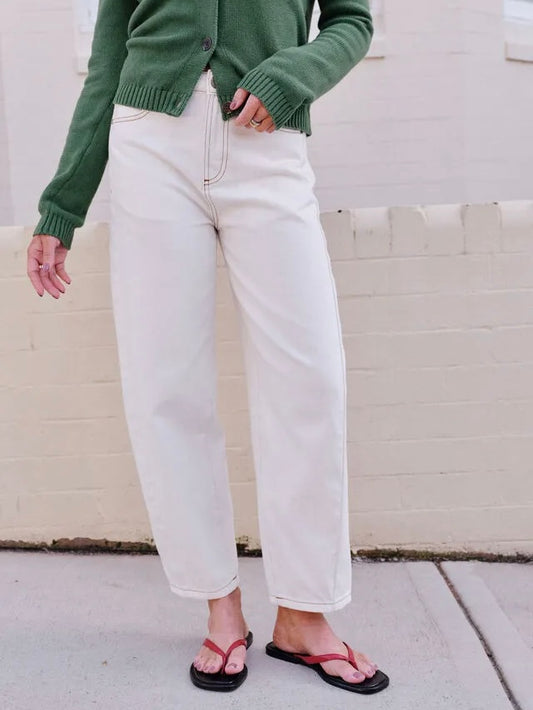 Leah Barrel Leg Jeans - Fresh Ecru