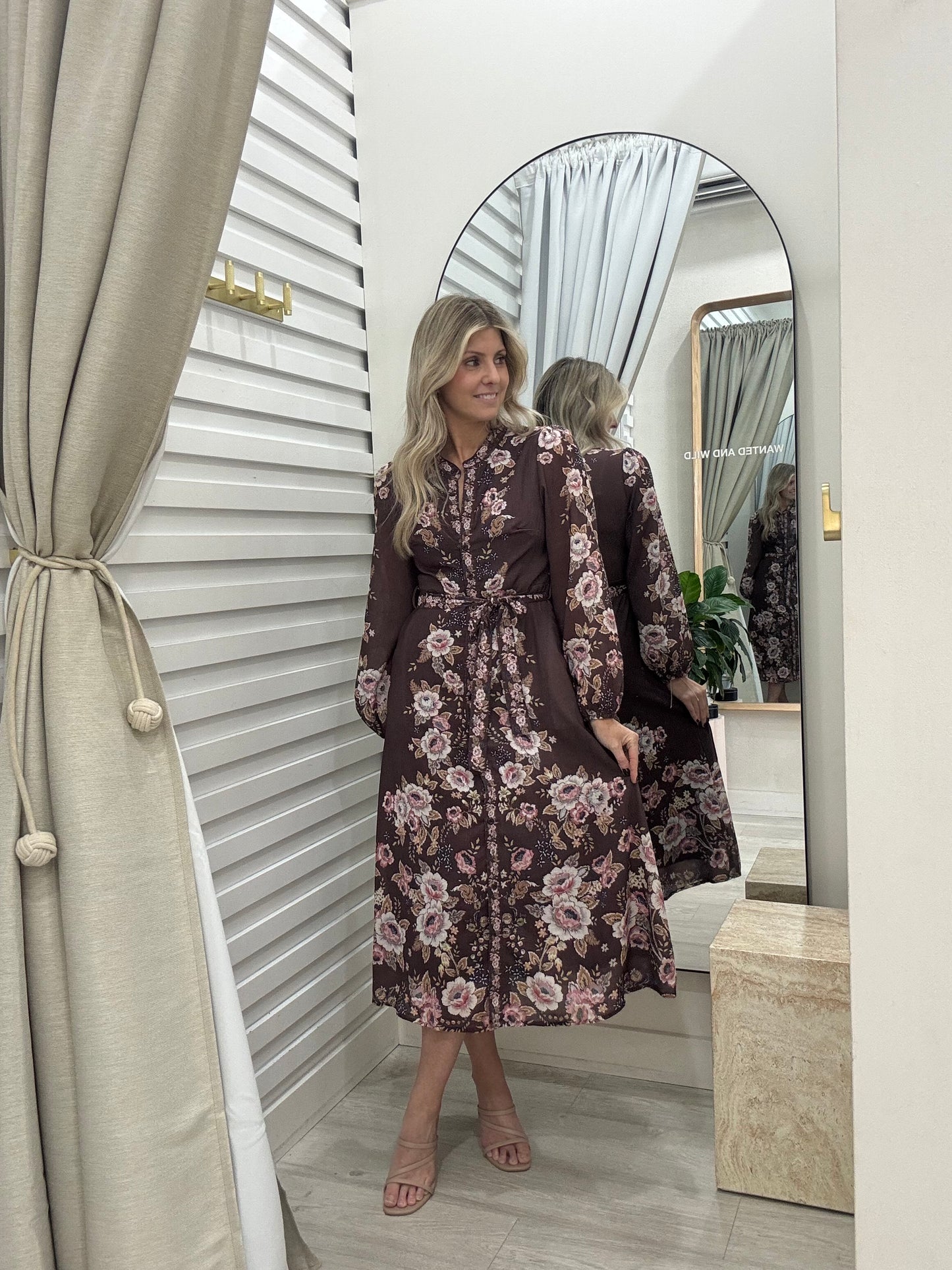 The Florence Dress - Coffee Floral