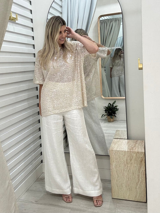 Havana Sequin Tee - Beige