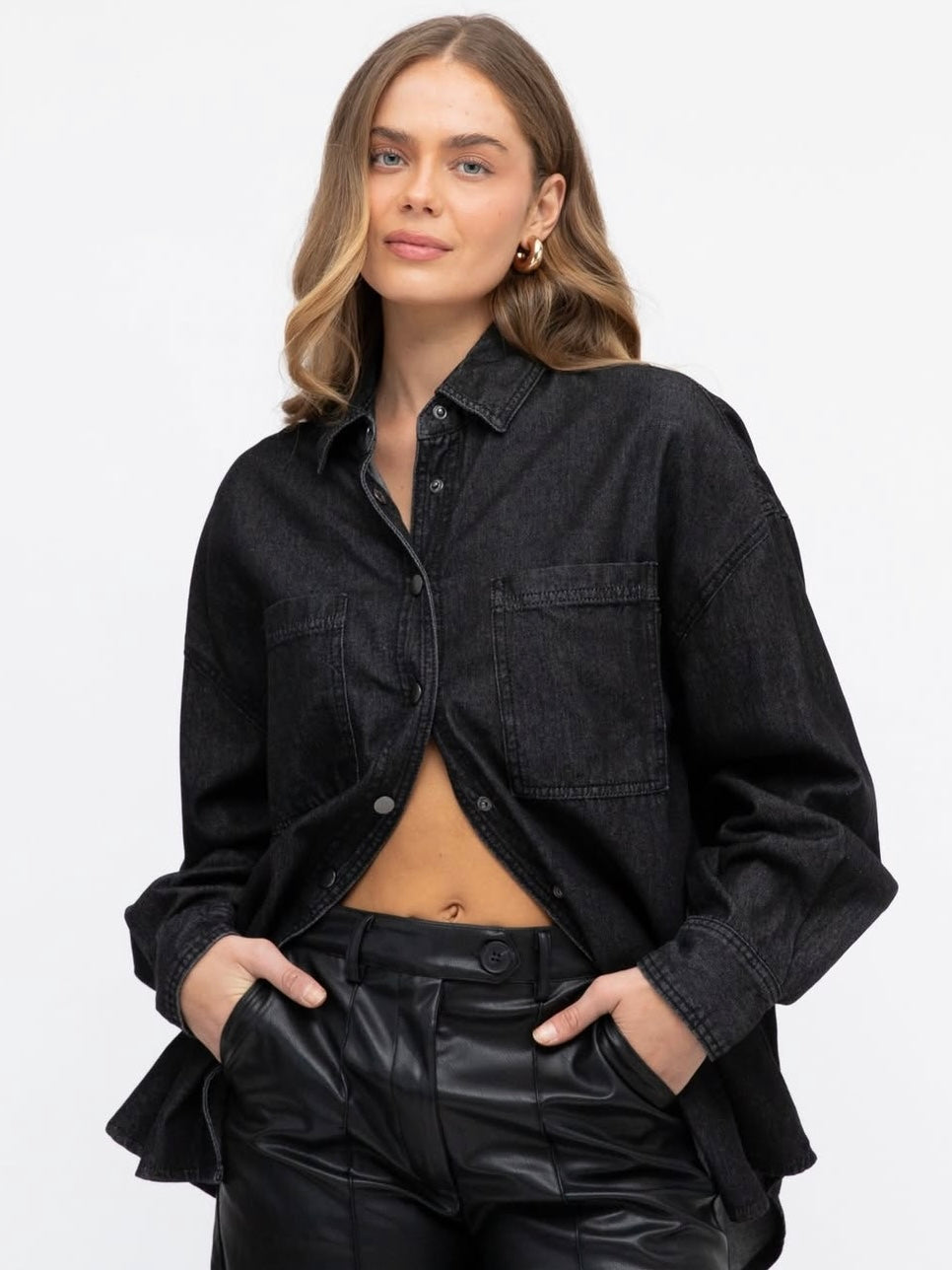 The Petra Denim Shirt - Black