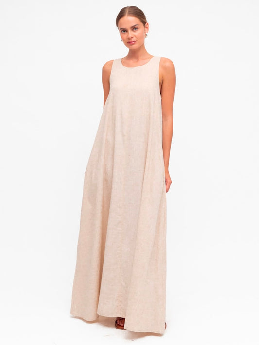 The Luxe Linen Maxi Dress -  Oatmeal