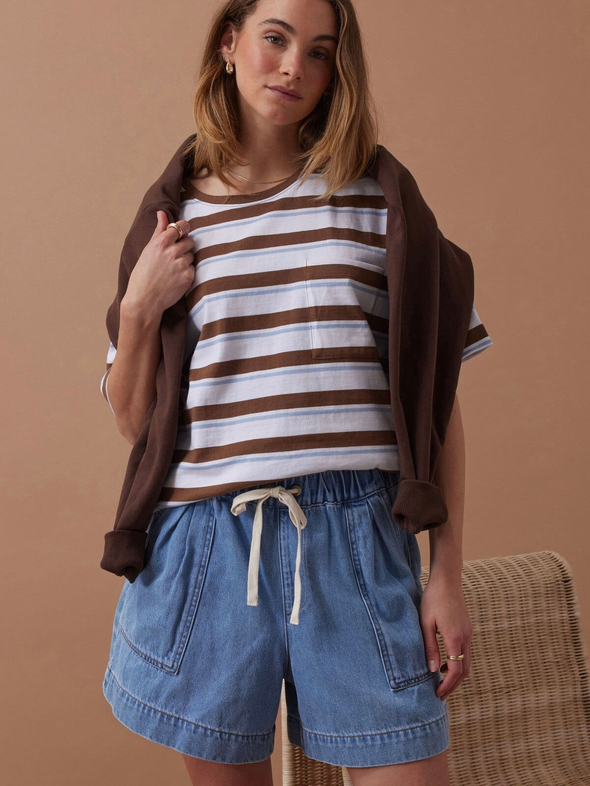 Darcy shorts by ceres life in mid blue wash perfect for summer at Wanted and Wild.