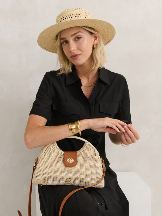The Maggie Summer Straw  Bag - Beige