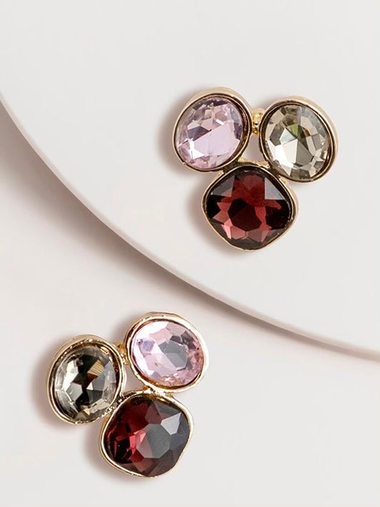 Emerie Tri Colour Jewel Post Earrings