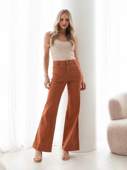 Ebony Flare Jeans - Rust - WANTED AND WILD