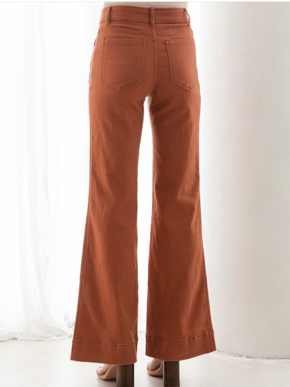 Ebony Flare Jeans - Rust - WANTED AND WILD