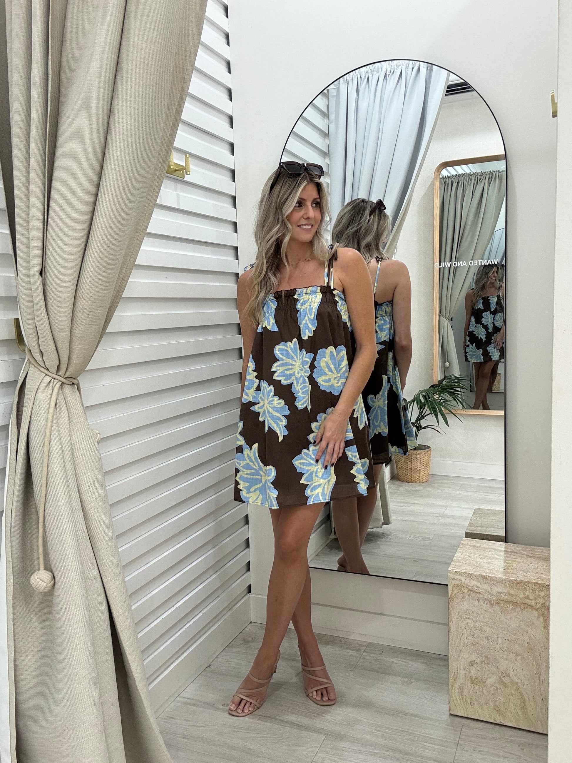 The Elderflower Mini Dress By Frankie available in sizes XS to XL at Wanted and Wild, Gymea.