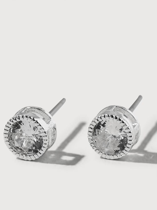 Mor Bezel Set CZ Stud Earrings