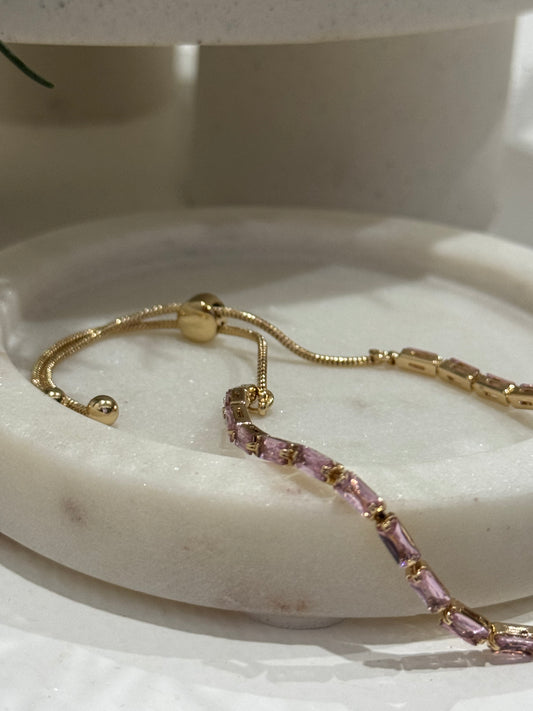 Lily Tennis Bracelet Gold/Pink