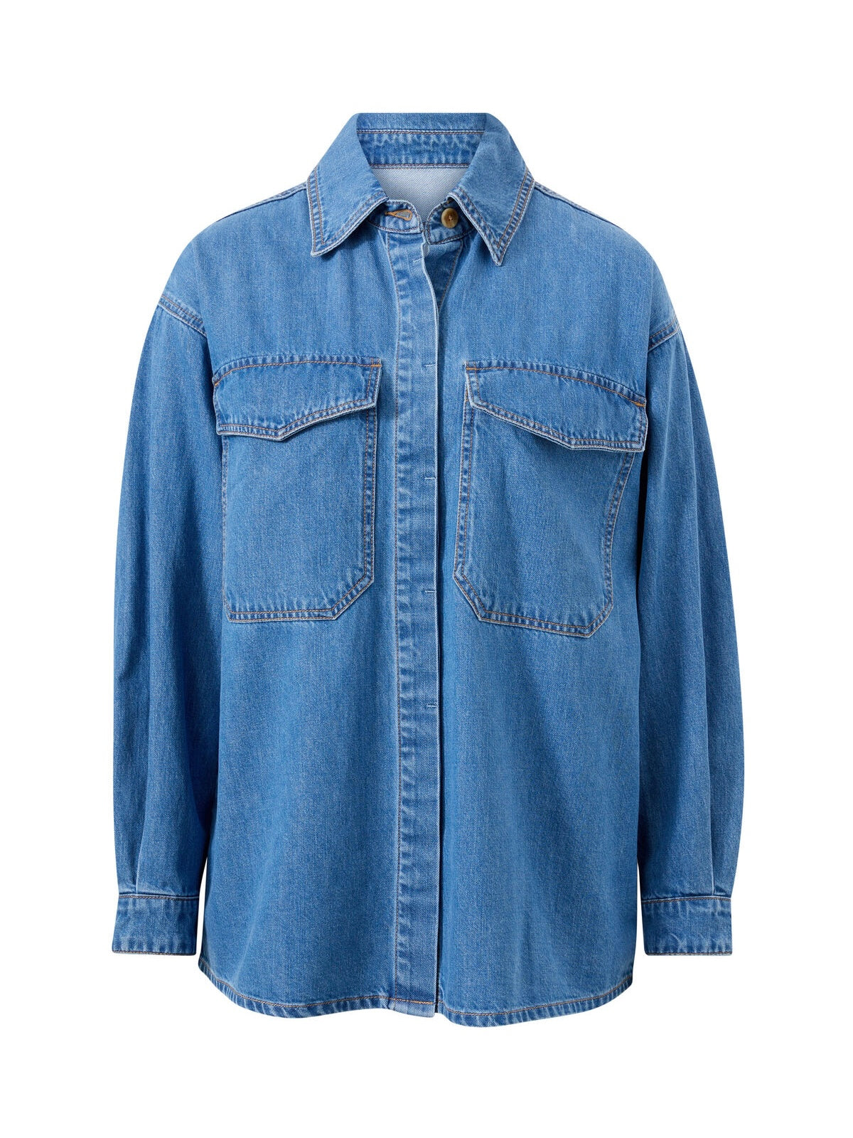 Essential Denim Shirt - Mid Blue Wash