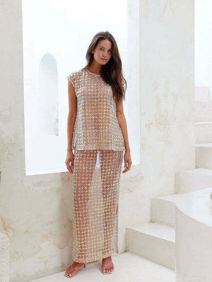 The Fallon Sequin Skirt - Champagne