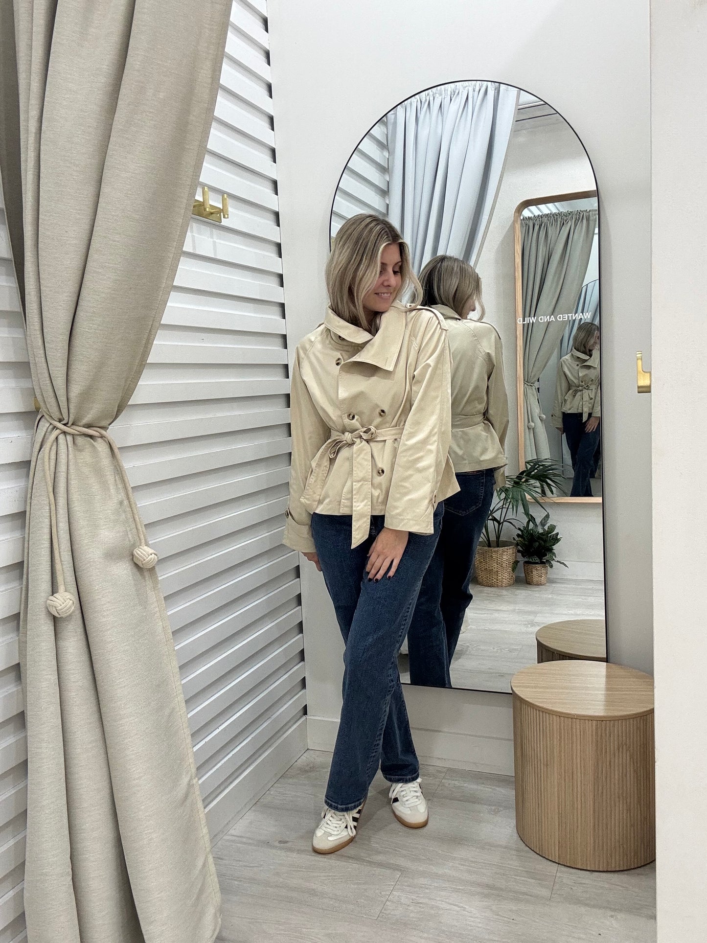 The High Neck Trench Jacket - Beige