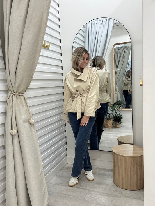 The High Neck Trench Jacket - Beige