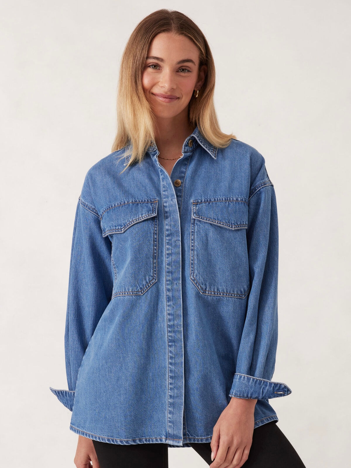 Essential Denim Shirt - Mid Blue Wash