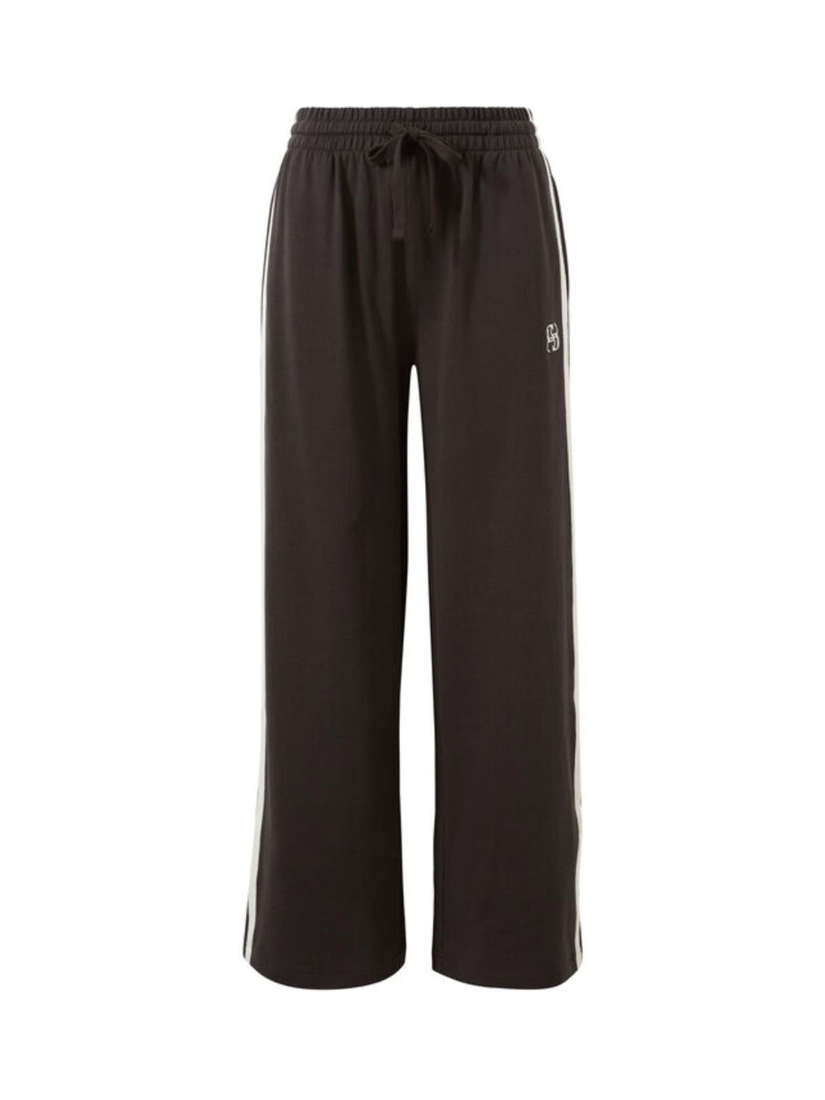 Gigi Wide Leg Terry Track Pants - Black