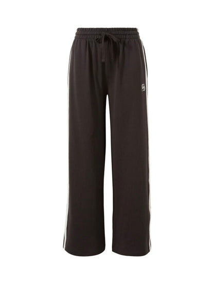 Gigi Wide Leg Terry Track Pants - Black