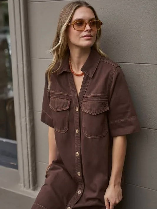 Bonnie Relaxed Shirt Dress - Chocolate