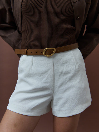 The Oval Buckle Belt - Brown