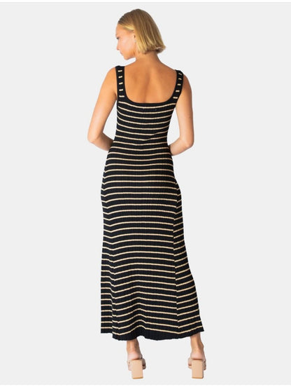 The Veronica Knit Midi Dress - Black and Beige