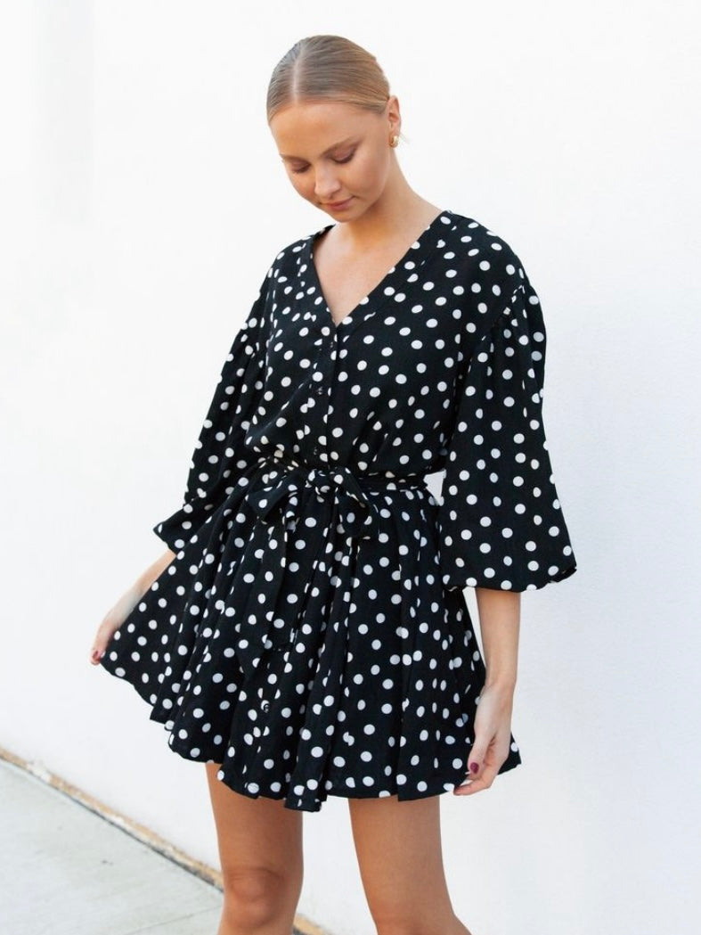 The Mazie Mini Dress - Polka Dot