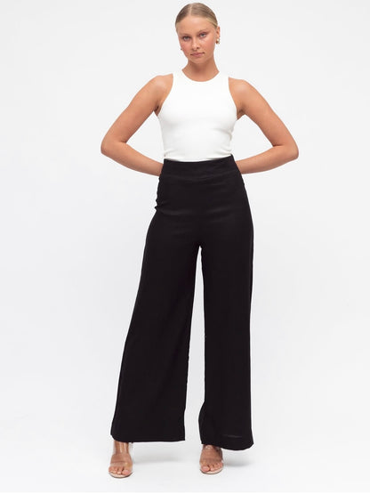 Luxe Linen Pants - Black