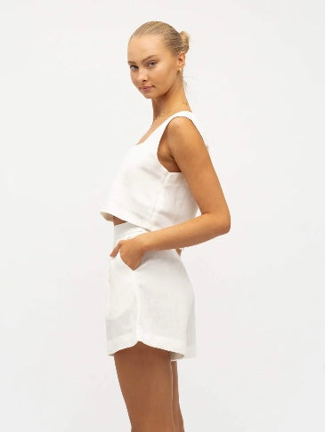 The Alice Linen Shorts - White